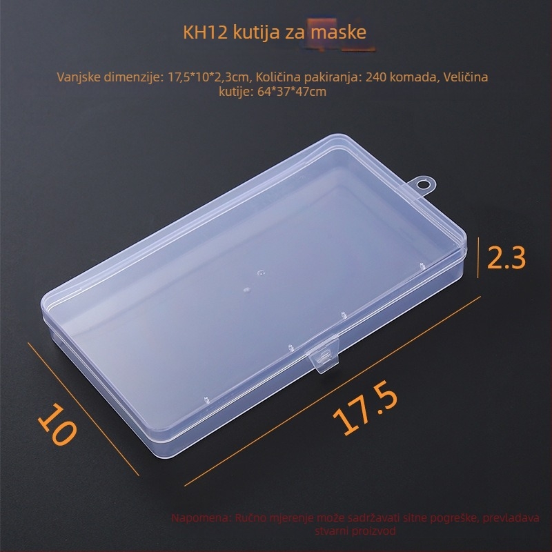 KH12 prozirna plastična kutija za skladištenje s poklopcem, PP, pravokutnog oblika, stolni organizator