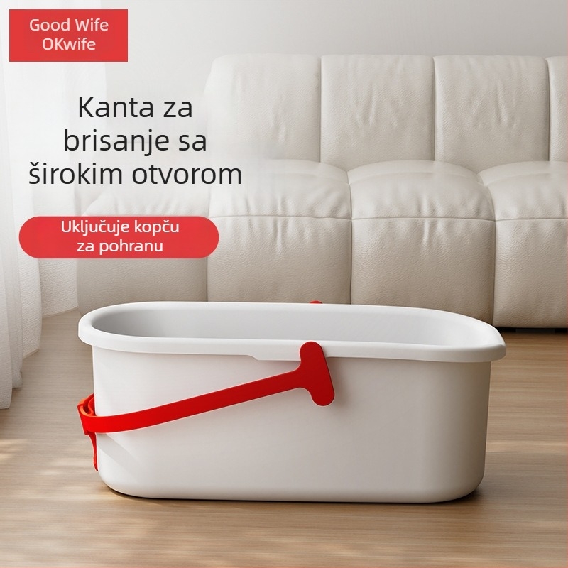 Kanta za mop s rezervarom vode, spužvasti ravni mop, rotirajući stisak, jedna debela kanta