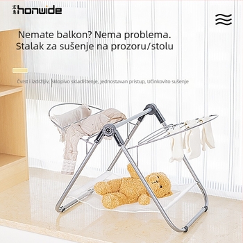 Malena sklopiva stojeća sušilica za odjeću, jednostavna za korištenje za bebe, pogodna za dom, prozor s izbočenjem, balkon i spavaću sobu.
