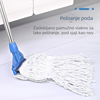 Enqi Kućni mop za drveni pod s apsorbirajućim pamukim vlaknima, s uklonjivom zamjenjivom glavom mopa