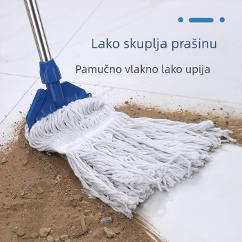 Enqi Kućni mop za drveni pod s apsorbirajućim pamukim vlaknima, s uklonjivom zamjenjivom glavom mopa