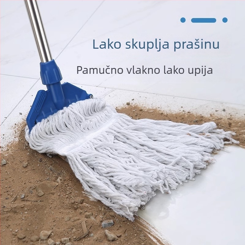 Enqi Kućni mop za drveni pod s apsorbirajućim pamukim vlaknima, s uklonjivom zamjenjivom glavom mopa