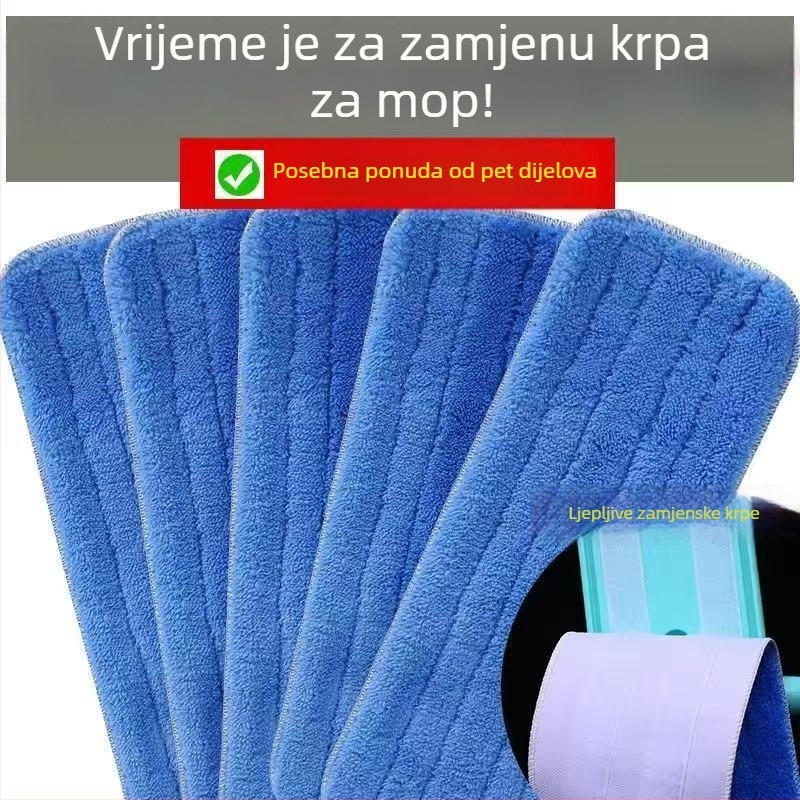 Deblja ravna glava mop s Velcro zatvaračem i zamjenjivom upijajućom krpom