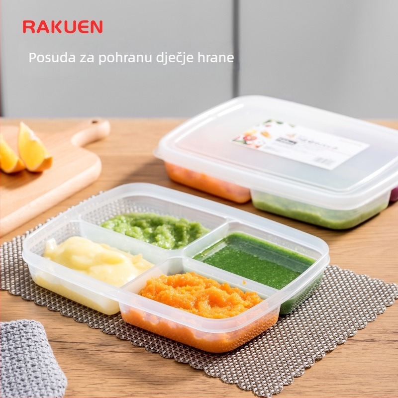 Kutija za pohranu u hladnjaku sa četiri odjeljka, japanskog stila, 720 ml, pogodna za zamrzavanje, za smrznuto meso i dječju hranu