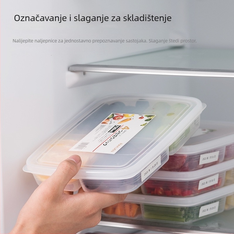 Kutija za pohranu u hladnjaku sa četiri odjeljka, japanskog stila, 720 ml, pogodna za zamrzavanje, za smrznuto meso i dječju hranu