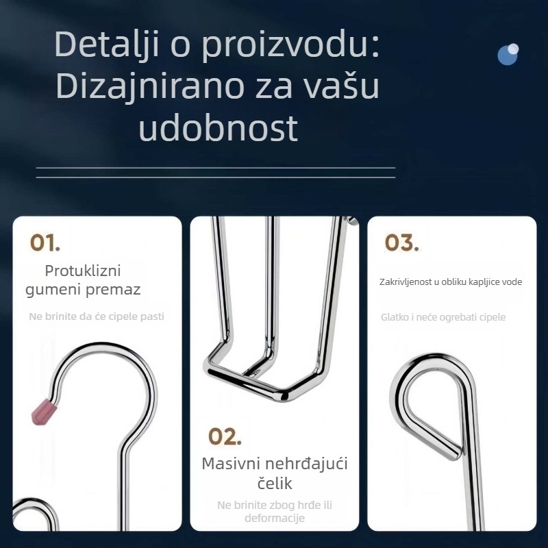 Debeli sušilica za cipele i odjeću od nehrđajućeg čelika 304, fiksni dizajn