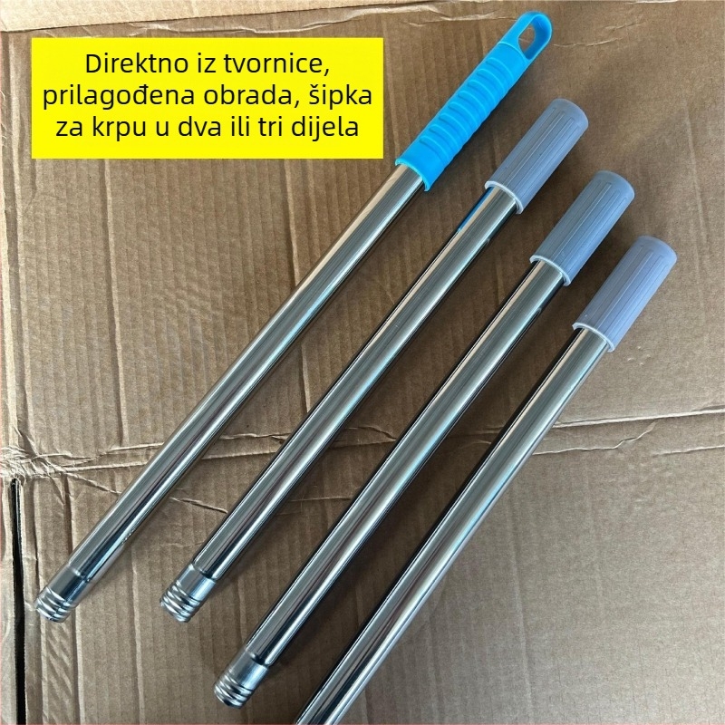Sustav štapova za mop i metlu, dvodijelni ili trodijelni štap, s integriranom glavom mopa i plastičnim dijelovima