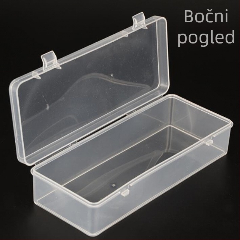 Duga prozirna plastična kutija za elektroničke dijelove i hardver za mobitel, pravokutni organizator.