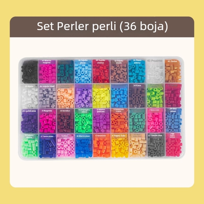 Set perlica promjera 5 mm, 36 boja, u kutiji, obiteljska DIY puzzle igra