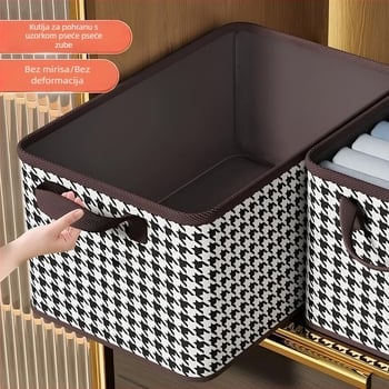 Kutija za skladištenje odjeće s kariranim uzorkom, velika kapaciteta, kućni organizator s ladicama, materijal od netkanog materijala