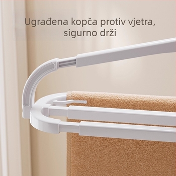 Izvlačna vješalica za ručnike i odjeću za balkon, otporna na vjetar, sušenje ručnika, posteljine i hlača