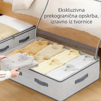 Kutija za skladištenje ispod kreveta, sklopiva, prozirna, kapacitet 30–40 L, za odjeću, deke i igračke, netkani materijal, srednja 50×40×15 cm, velika 60×44×20 cm