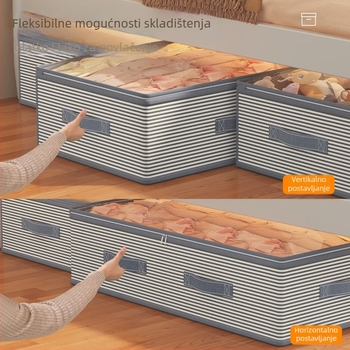 Kutija za skladištenje ispod kreveta, sklopiva, prozirna, kapacitet 30–40 L, za odjeću, deke i igračke, netkani materijal, srednja 50×40×15 cm, velika 60×44×20 cm