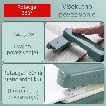 Deli TA304 rotirajući uredski stapler, ergonomska glava, velik kapacitet, kompatibilan s 24/6 spajalice