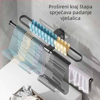 Zidni organizator za vješanje odjeće s kopčama, bez bušenja, uštedi prostor, višenamjenska šipka za balkon