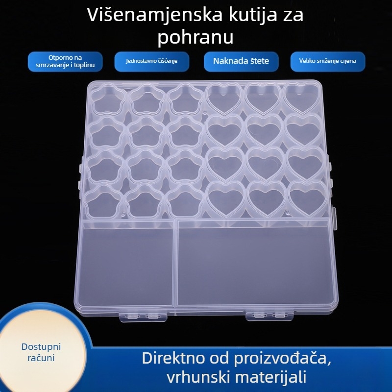Geometrijska debela PP kutija za stol s velikim kapacitetom i fiksnim pretincima za izlaganje materijala za manikuru