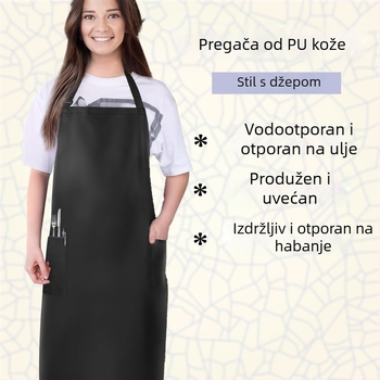 PU kožna pregača s džepom, vodootporna i otporna na ulje, otporna na habanje, produžena za obradu morskih plodova