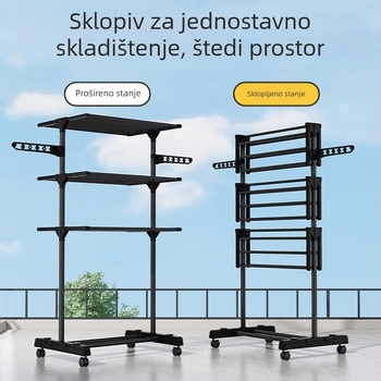 Stojeća sušilica za rublje za unutarnju i vanjsku upotrebu, krilnog oblika, sklopiva, štedi prostor