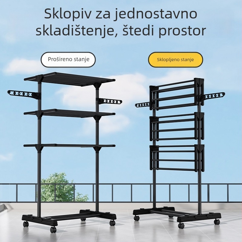 Stojeća sušilica za rublje za unutarnju i vanjsku upotrebu, krilnog oblika, sklopiva, štedi prostor