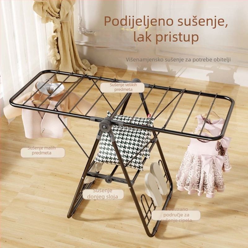 Mini sklopivi stalak za sušenje rublja za dom, dječja verzija, bez montaže, crni krilni držač za prozor