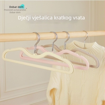 Dječja vješalica za odjeću s kratkim vratom, štedi vertikalni prostor, flokirana površina, protuklizna, bez tragova