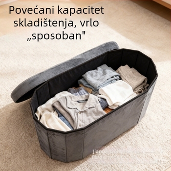 Prilagodljivi velur taburet s sklopivim ovalnim oblikom za pohranu, kućna upotreba, prostor za cipele i sjedenje