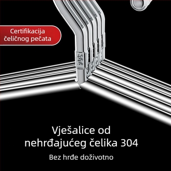 Vješalica za odjeću od nehrđajućeg čelika, debela, čvrsta, bez šavova, protuklizna, za odrasle, kućna uporaba