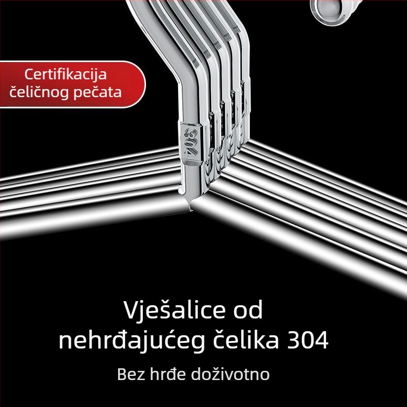 Vješalica za odjeću od nehrđajućeg čelika, debela, čvrsta, bez šavova, protuklizna, za odrasle, kućna uporaba
