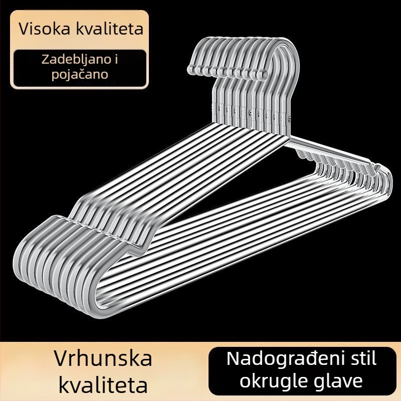 Vješalica za odjeću od nehrđajućeg čelika, debela, čvrsta, bez šavova, protuklizna, za odrasle, kućna uporaba