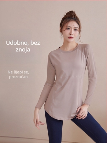 Ženski top s dugačkim rukavima, ležernog kroja, brzo sušeći materijal, za trčanje, fitness i jogu, veličina plus