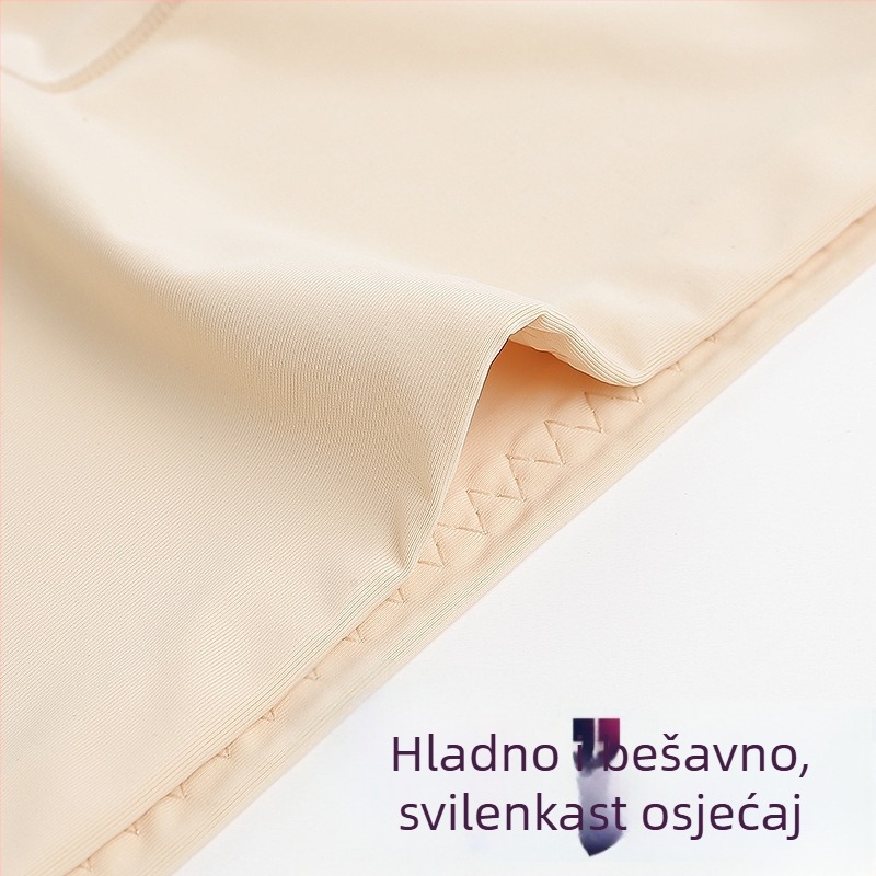 Ženske bezšivne gaćice s visokim strukom i integriranim zaštitnim šorcima, prozračni Ice Silk materijal