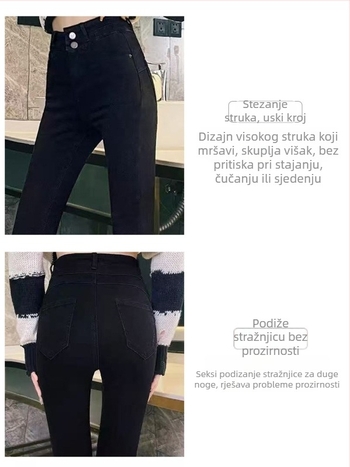 Nove crne ženske traperice s visokim strukom, uskog kroja, korejskog stila