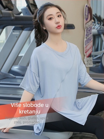 Ženska majica za jogu, plus veličina, prozračna, brzo se sušeći fitness top za trčanje i vježbanje, ljetni udoban kroj