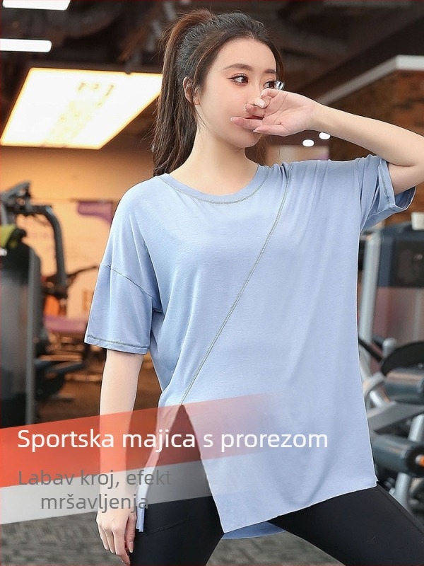 Ženska majica za jogu, plus veličina, prozračna, brzo se sušeći fitness top za trčanje i vježbanje, ljetni udoban kroj