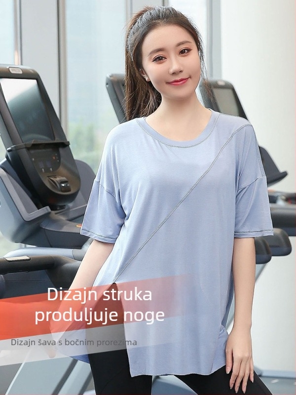 Ženska majica za jogu, plus veličina, prozračna, brzo se sušeći fitness top za trčanje i vježbanje, ljetni udoban kroj