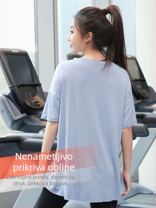 Ženska majica za jogu, plus veličina, prozračna, brzo se sušeći fitness top za trčanje i vježbanje, ljetni udoban kroj