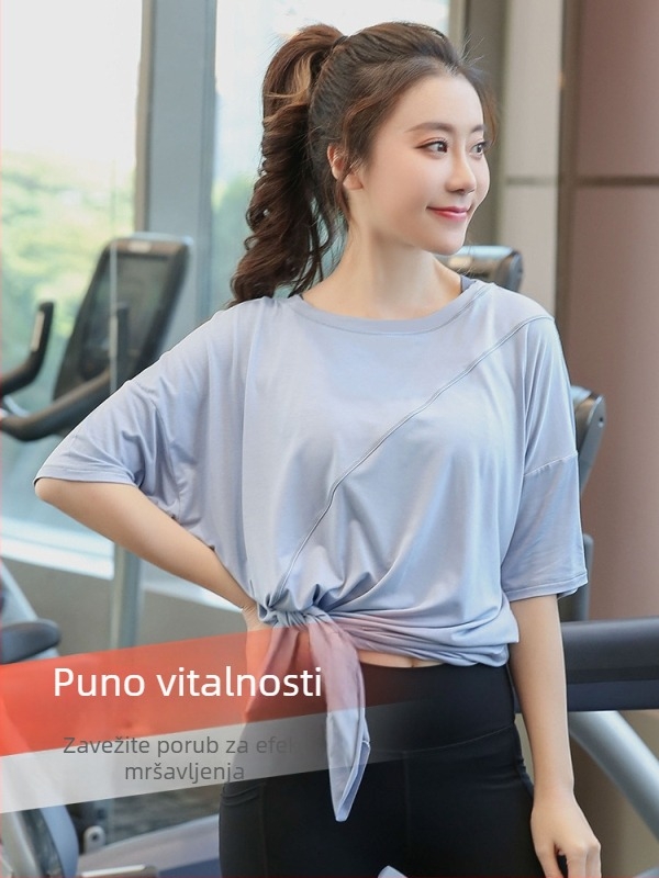 Ženska majica za jogu, plus veličina, prozračna, brzo se sušeći fitness top za trčanje i vježbanje, ljetni udoban kroj