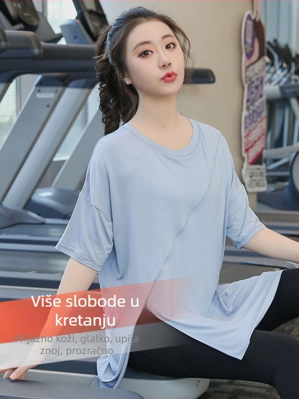 Ženska majica za jogu, plus veličina, prozračna, brzo se sušeći fitness top za trčanje i vježbanje, ljetni udoban kroj