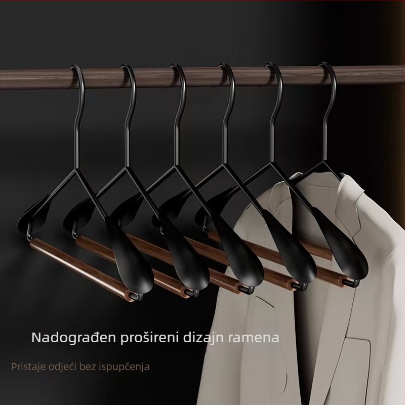 Kovana vješalica od željeza i bukova drveta, debeli rameni dizajn, protuklizna, bez tragova, vintage stil, za dom ili trgovinu