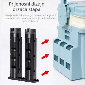 Pribor za kutiju za mamce: prijenosni umetak štapa, uklonjivi držač čaše za vodu, pohrana olovnih težina, univerzalno rastavljanje