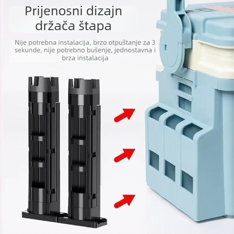 Pribor za kutiju za mamce: prijenosni umetak štapa, uklonjivi držač čaše za vodu, pohrana olovnih težina, univerzalno rastavljanje
