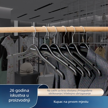 Uska vješalica za sako, mat crna, protuklizna, bez šavova, plastična vješalica s vijčanom kukom