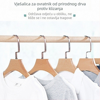 Vješalica za odjeću od bukovog drveta, prirodni završni sloj, unisex, za kućnu garderobu