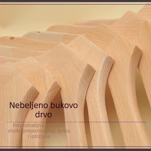 Vješalica za odjeću od bukovog drveta, prirodni završni sloj, unisex, za kućnu garderobu