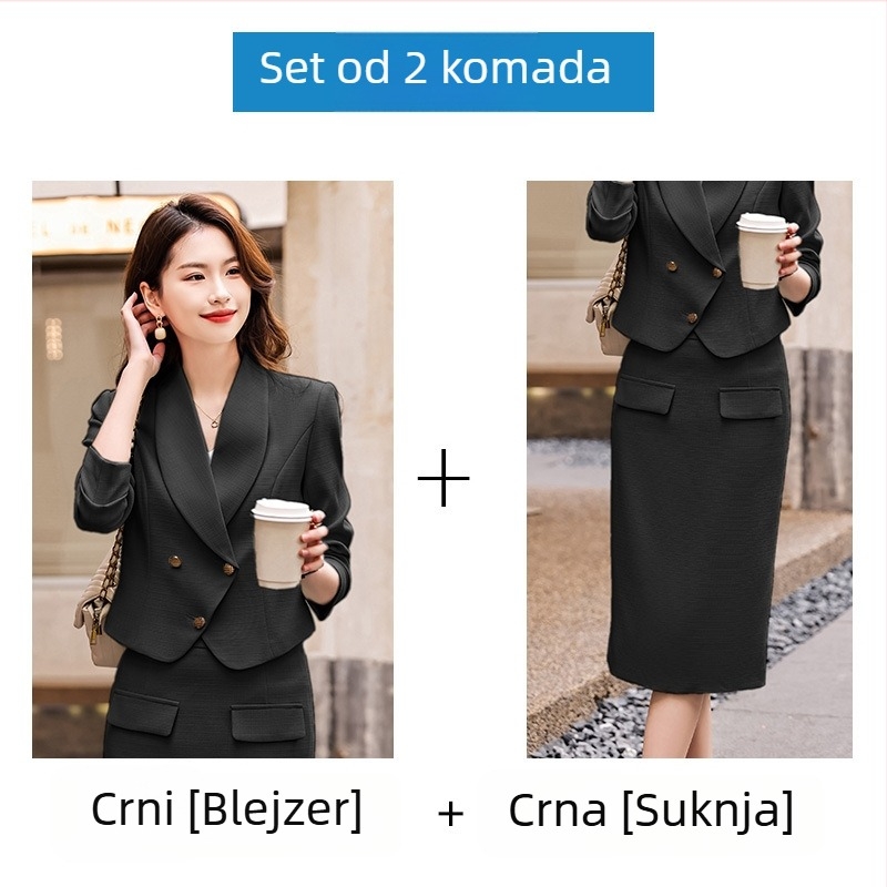 Ženski set sako i suknja, proljeće 2023, korejski stil, elegantna ležerna poslovna odjeća, dvodijelni komplet