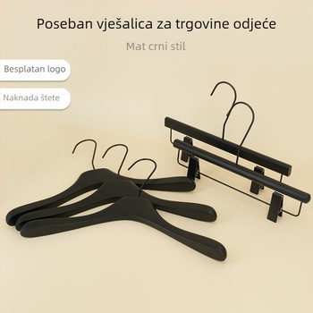 Crne masivne drvene vješalice za žensku i dječju odjeću, s logom 61029