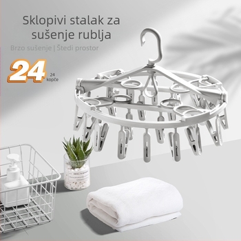 Plastična vješalica za odjeću s više kopči, za domću upotrebu, sklopiva i okretna, za donje rublje i cipele, višeslojni sušilni stalak