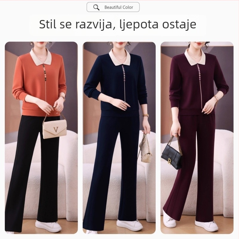 Ženski dvodjelni jesenski komplet s dugim rukavima, udoban sportski stil, početak jeseni 2025