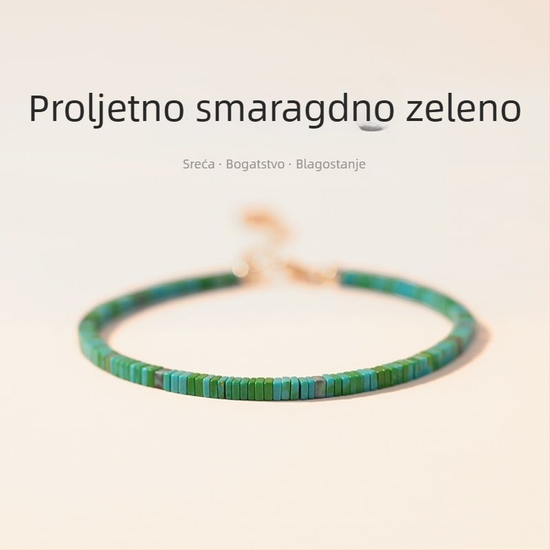 Ženska narukvica od tirkizne, nježnog retro kvadratnog oblika, svježa zelena.