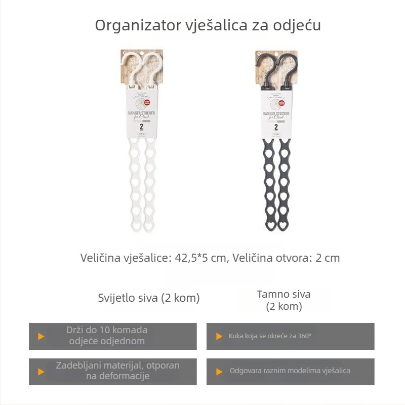 Višeslojna vješalica za odjeću s spojnim kukicama za garderobu, uštedu prostora, za dom i studentske domove